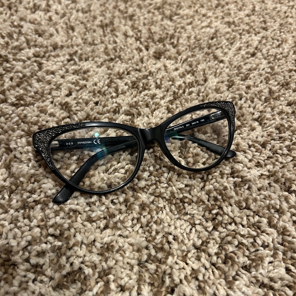 Swarovski Black Cat-Eye Eyeglass Frames w/ Crystal Accents – AS IS
